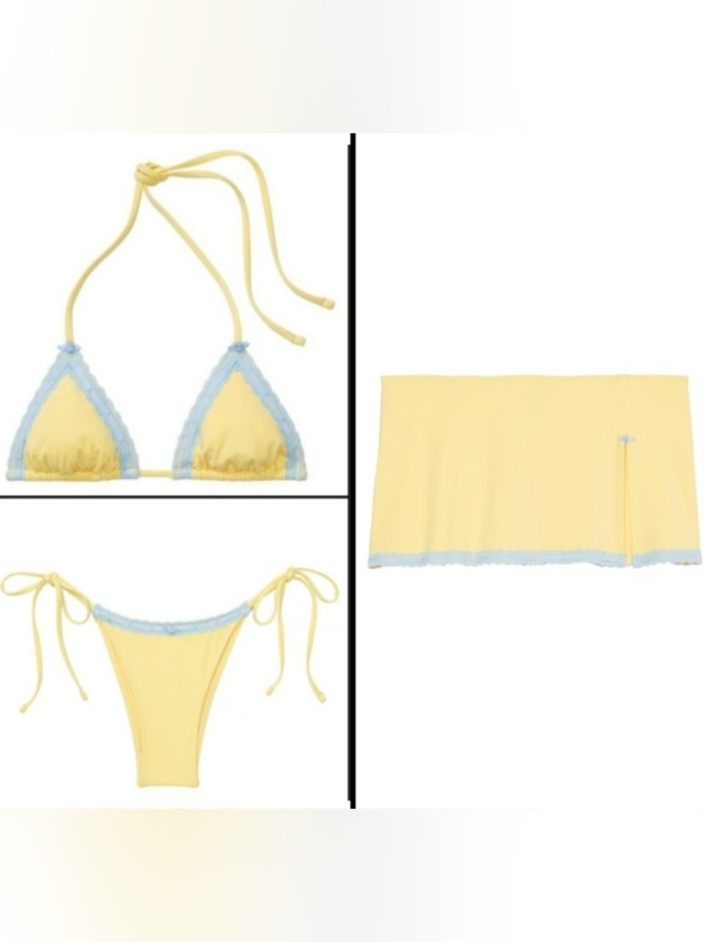 XL PINK By Frankies Bikinis Yellow Triangle Side Tie Skirt Bikini Set Bohemian